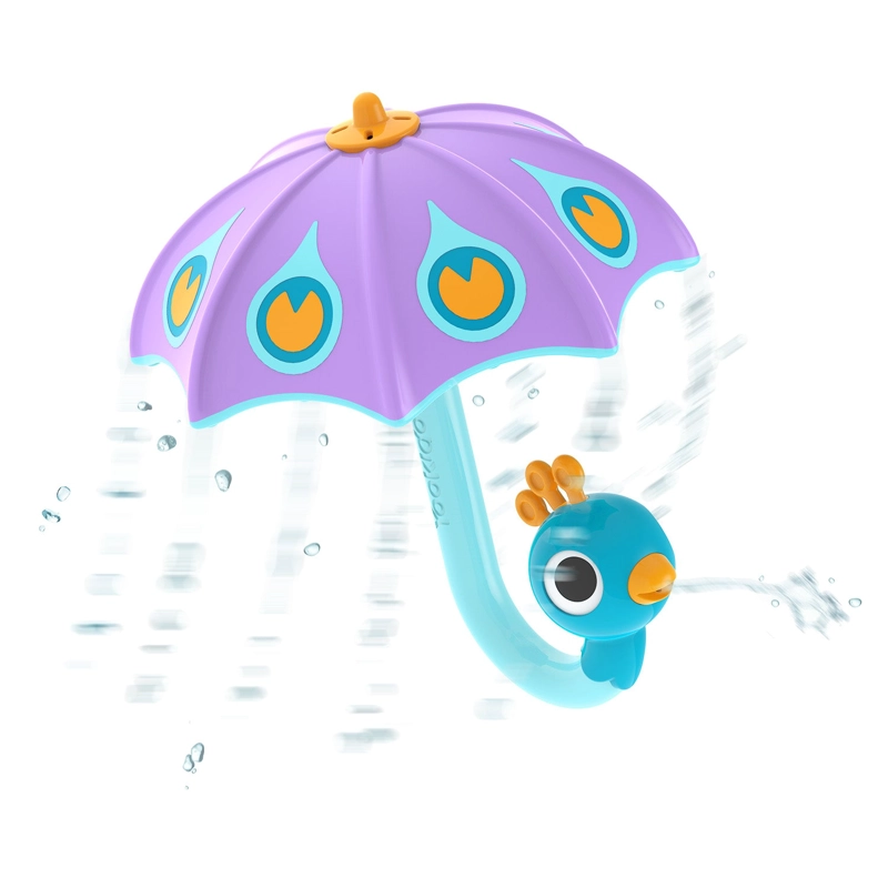 JUEGO BAÑO YOOKIDOO PARAGUAS PAVO REAL PURPURA INFANTIL BEBÉ NIÑO NIÑA TINA MORADO - 1
