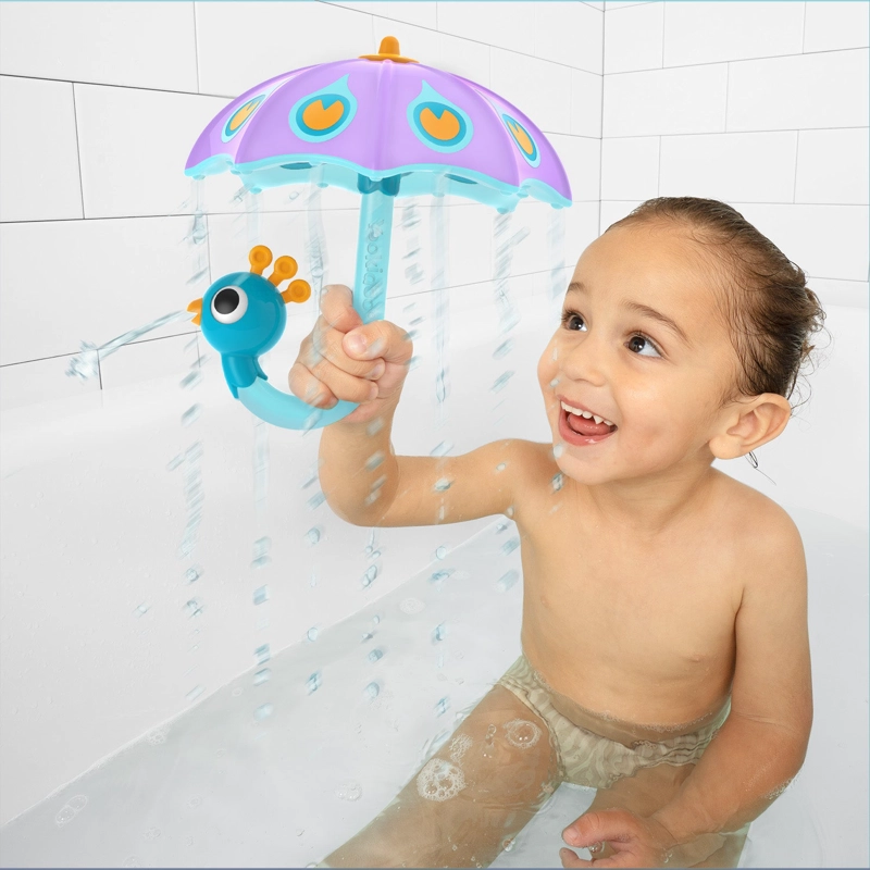 JUEGO BAÑO YOOKIDOO PARAGUAS PAVO REAL PURPURA INFANTIL BEBÉ NIÑO NIÑA TINA MORADO - 2