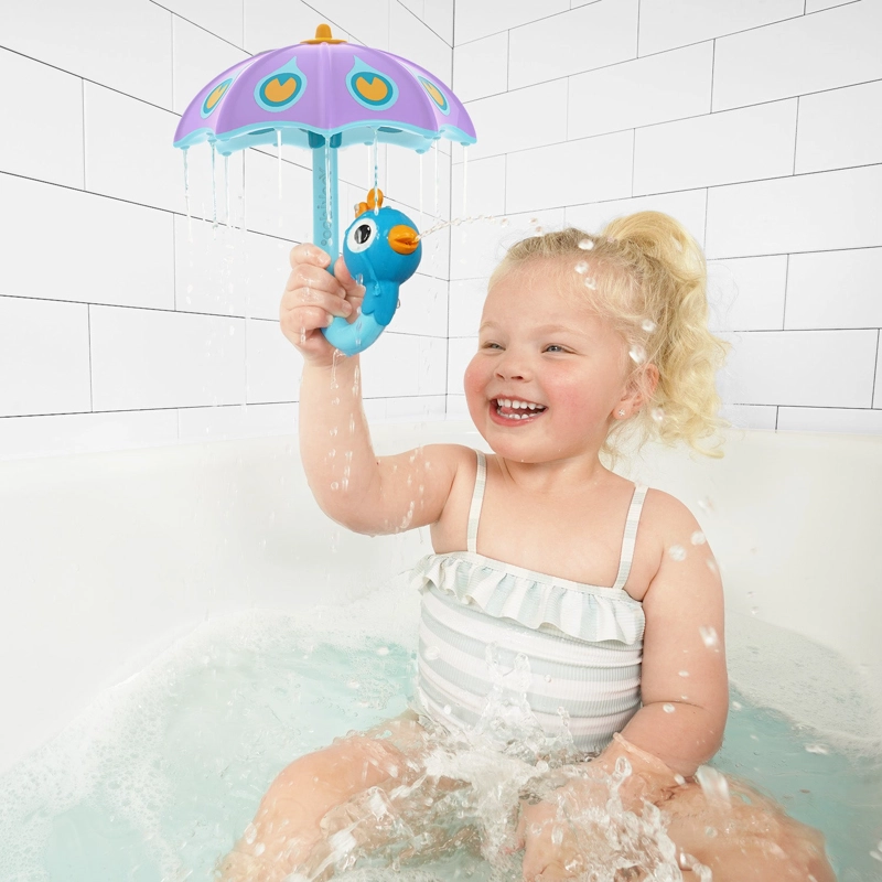 JUEGO BAÑO YOOKIDOO PARAGUAS PAVO REAL PURPURA INFANTIL BEBÉ NIÑO NIÑA TINA MORADO - 4