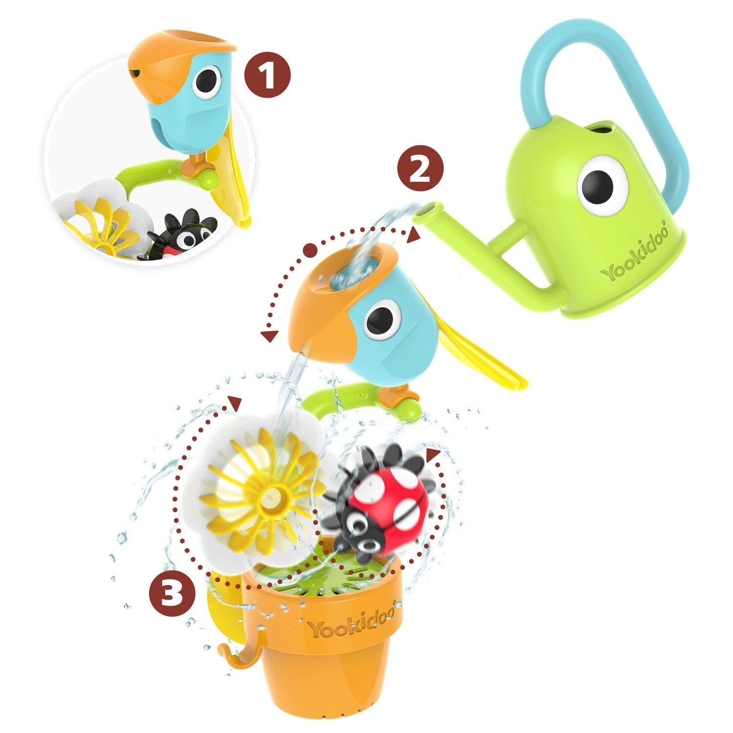 JUEGO BAÑO YOOKIDOO TUCAN Y CHINITA AGUA INFANTIL BEBÉ NIÑO NIÑA TINA MULTICOLOR - 5