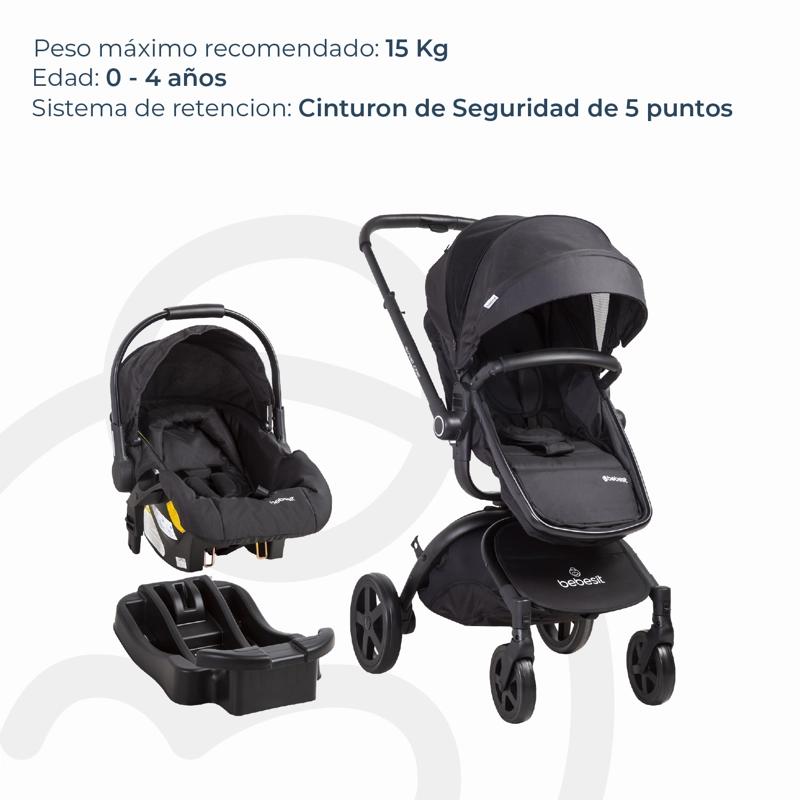 COCHE CUNA BEBESIT TRAVEL SYSTEM DELUXE 360° SX NEGRO - 5