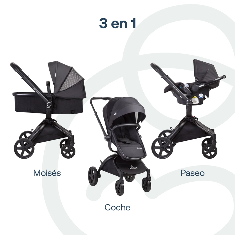 COCHE CUNA BEBESIT TRAVEL SYSTEM DELUXE 360° SX NEGRO - 7