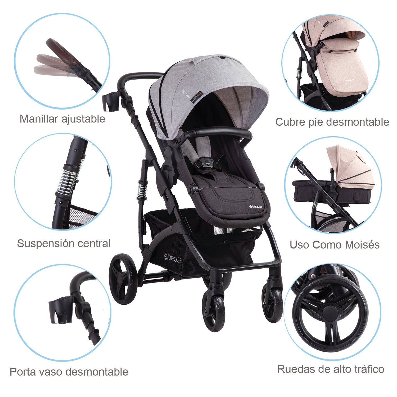COCHE BEBESIT TRAVEL SYSTEM EXPLORER LX GRIS - 7