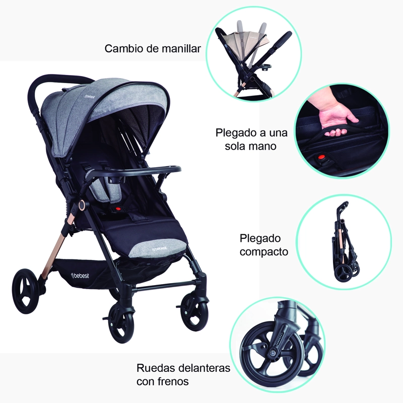 COCHE PASEO BEBESIT CITY GRIS - 9