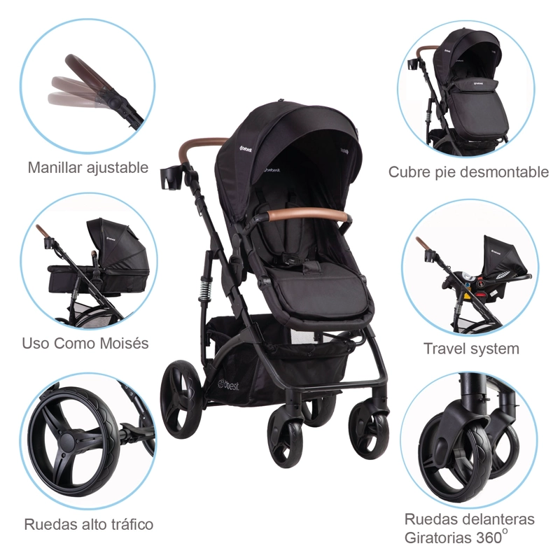 COCHE CUNA BEBESIT TRAVEL SYSTEM QUEST LX NEGRO - 7
