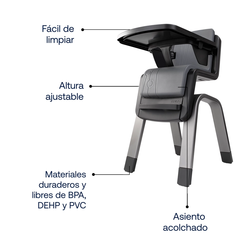 SILLA COMER NUNA ZAAZ PEWTER NEGRO - 4