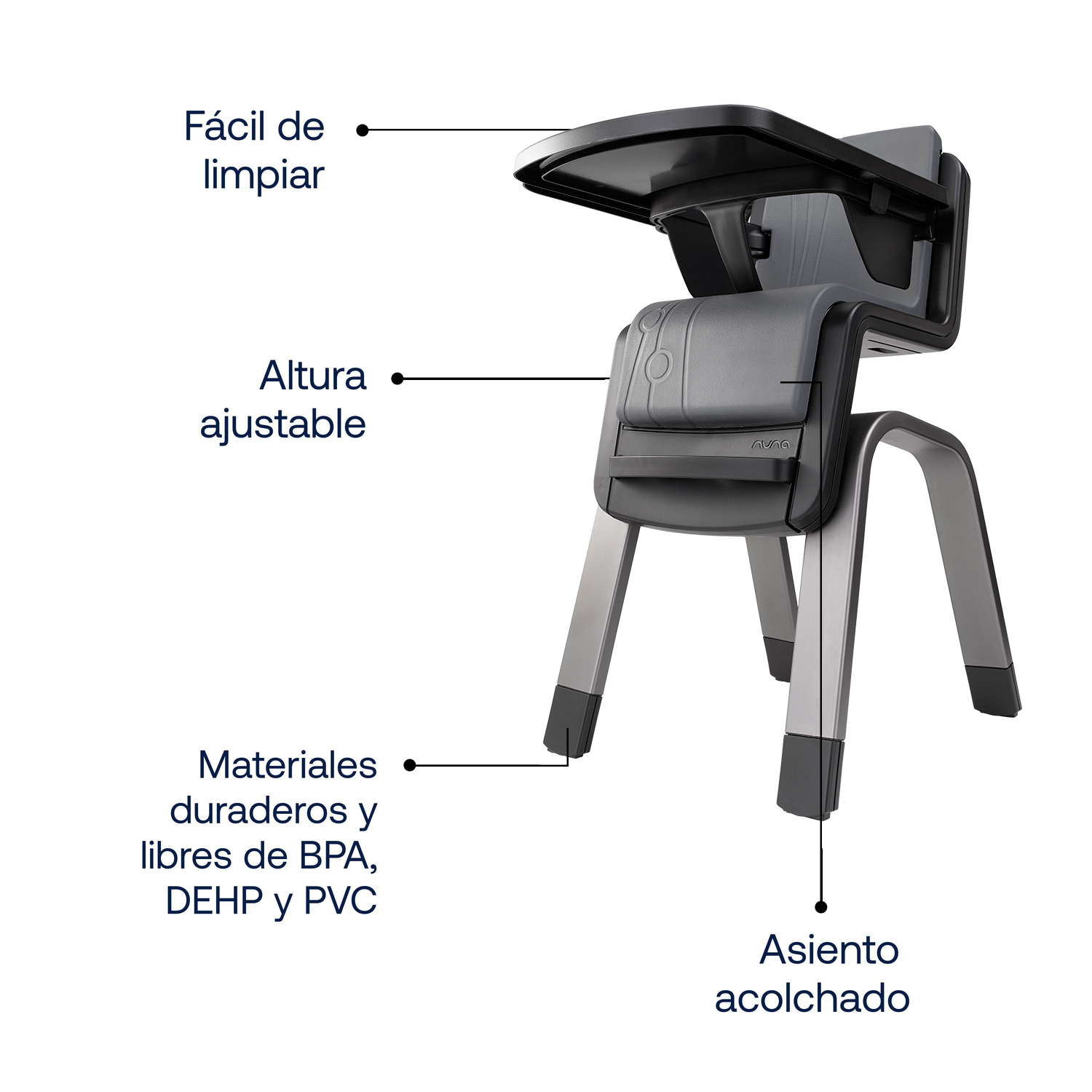 SILLA COMER NUNA ZAAZ PEWTER NEGRO - 4