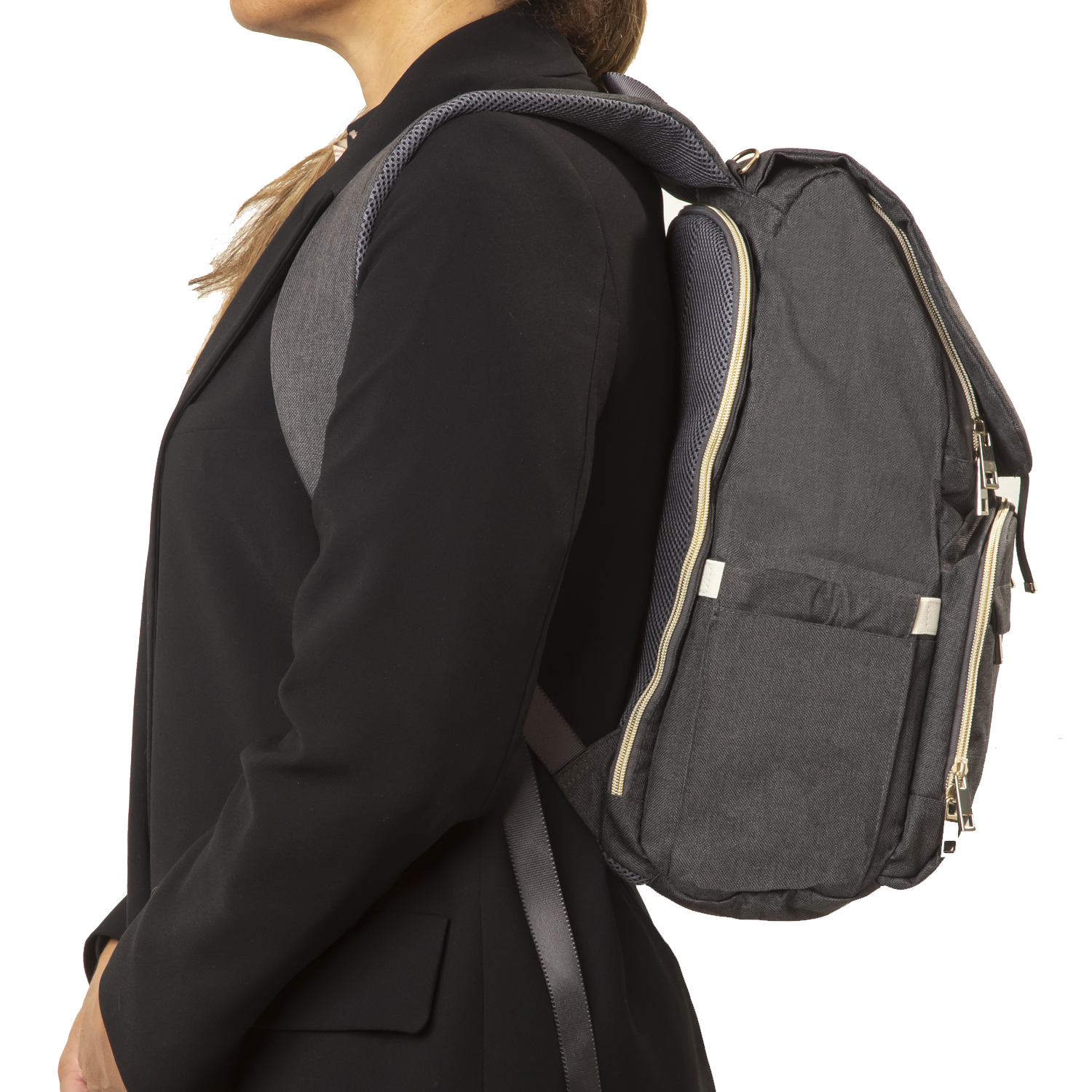 MOCHILA MATERNAL MUDADOR MELANGE NEGRO BEBESIT - 6