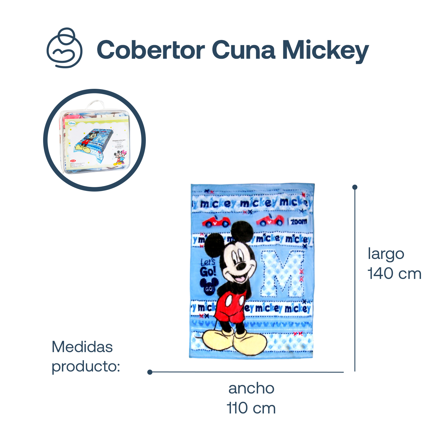 COBERTOR CUNA DISNEY MICKEY CELESTE - 7