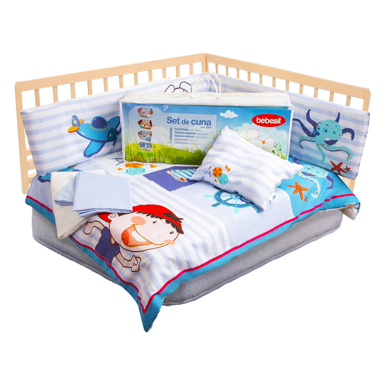 SET DE CUNA PERRITO MARINO 5 PIEZAS BEBESIT - 1
