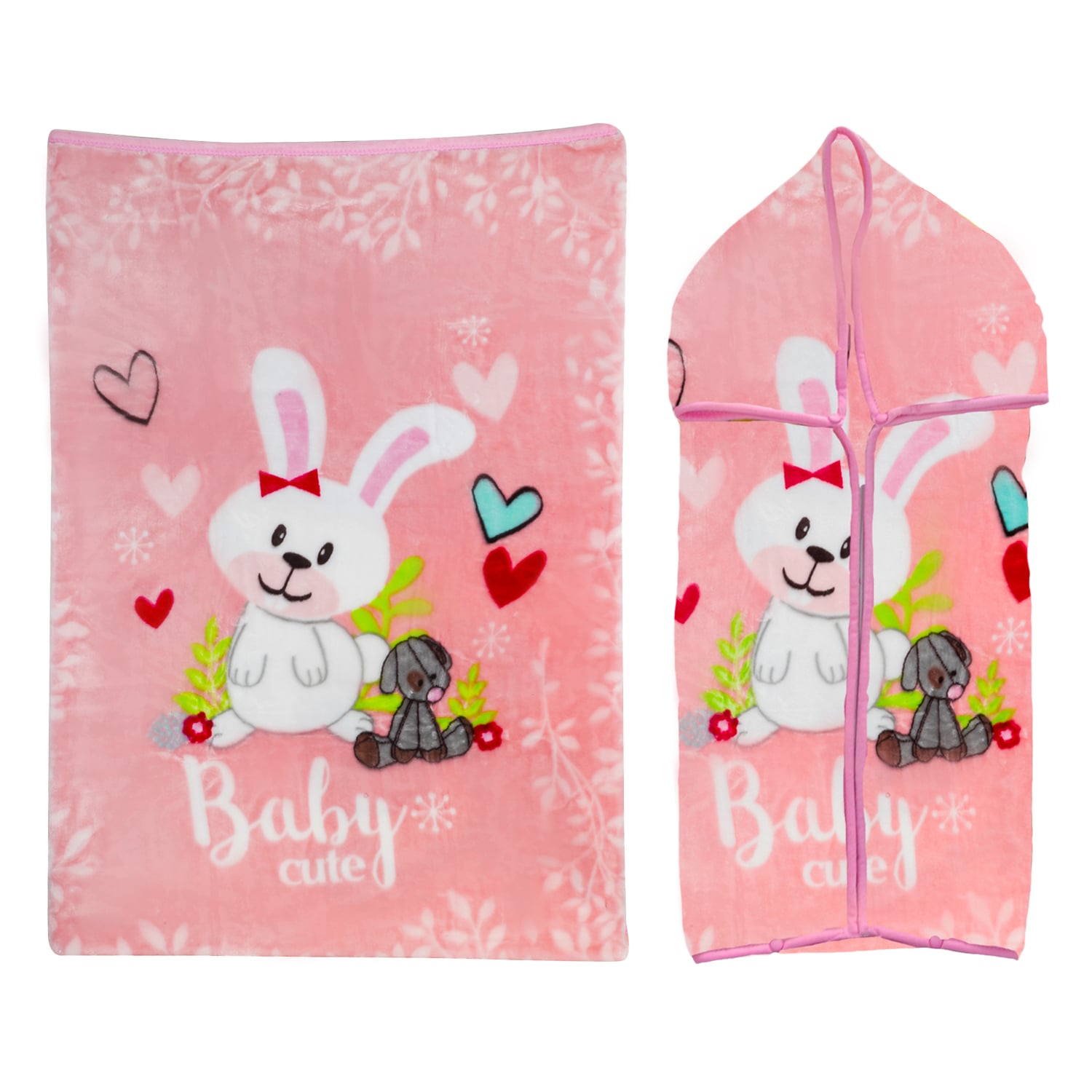 SACO BEBESIT CONEJO ROSA CON BROCHE - 1