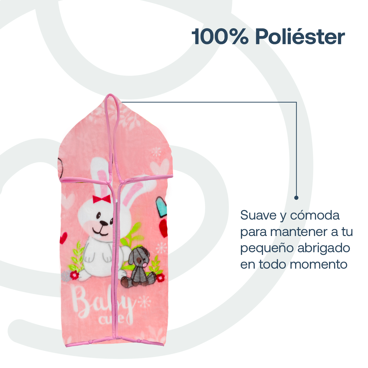 SACO BEBESIT CONEJO ROSA CON BROCHE - 4