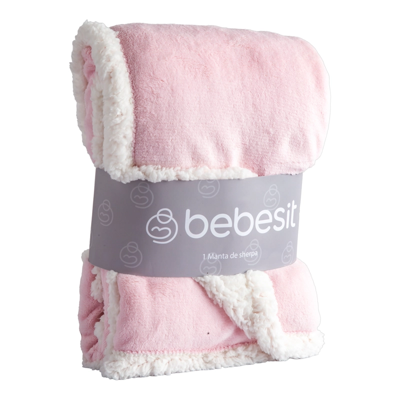 MANTA BEBESIT SHERPA ROSA BEBE HIPOALERGÉNICA 91X127 CM - 1