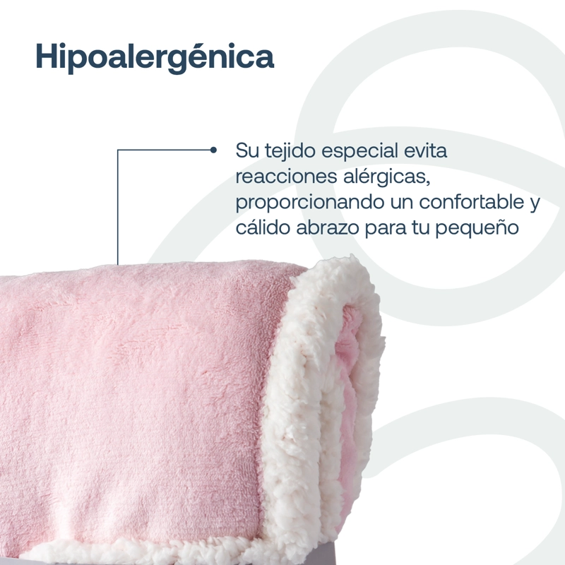 MANTA BEBESIT SHERPA ROSA BEBE HIPOALERGÉNICA 91X127 CM - 3