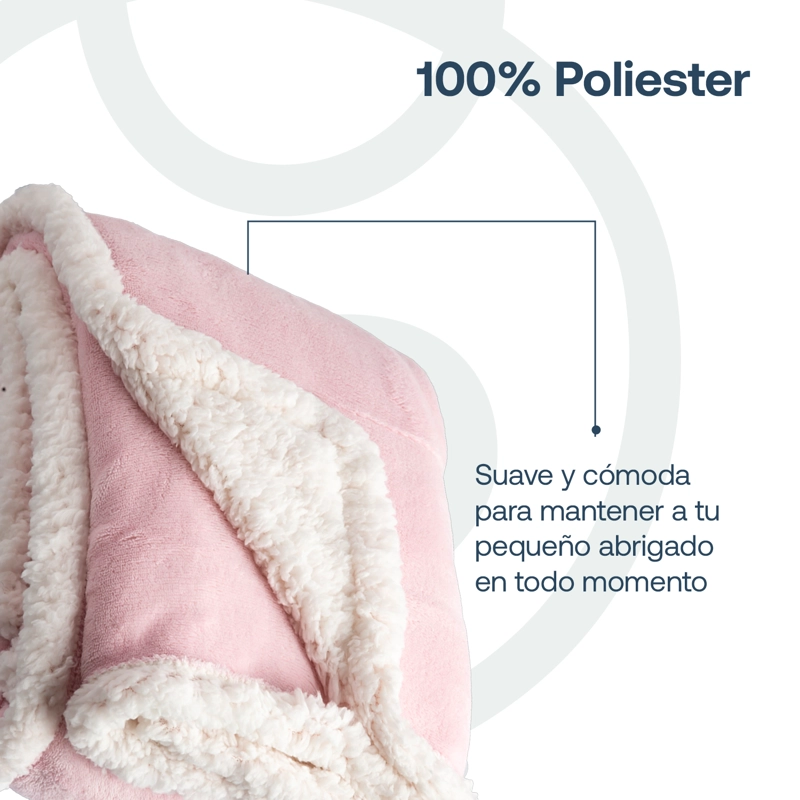 MANTA BEBESIT SHERPA ROSA BEBE HIPOALERGÉNICA 91X127 CM - 4