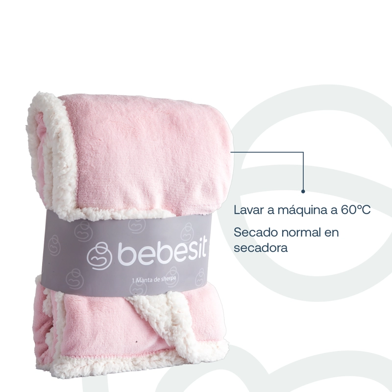MANTA BEBESIT SHERPA ROSA BEBE HIPOALERGÉNICA 91X127 CM - 6