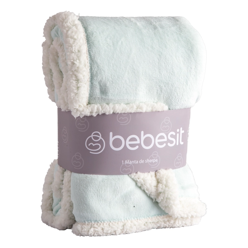 MANTA BEBESIT SHERPA CELESTE BEBE HIPOALERGÉNICA 91X127 CM - 1