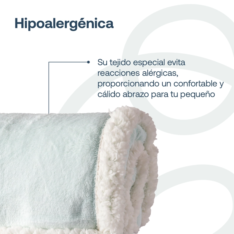 MANTA BEBESIT SHERPA CELESTE BEBE HIPOALERGÉNICA 91X127 CM - 3
