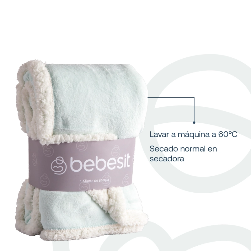 MANTA BEBESIT SHERPA CELESTE BEBE HIPOALERGÉNICA 91X127 CM - 6