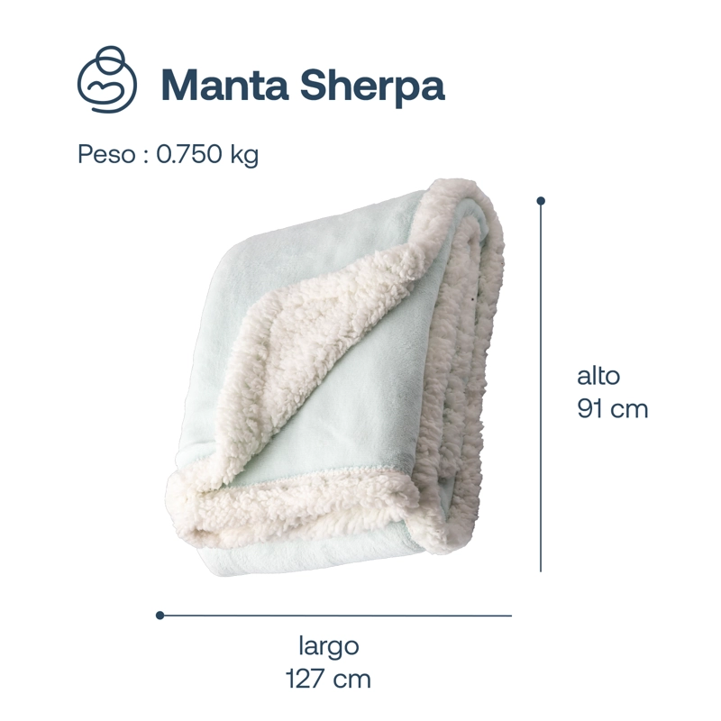 MANTA BEBESIT SHERPA CELESTE BEBE HIPOALERGÉNICA 91X127 CM - 7