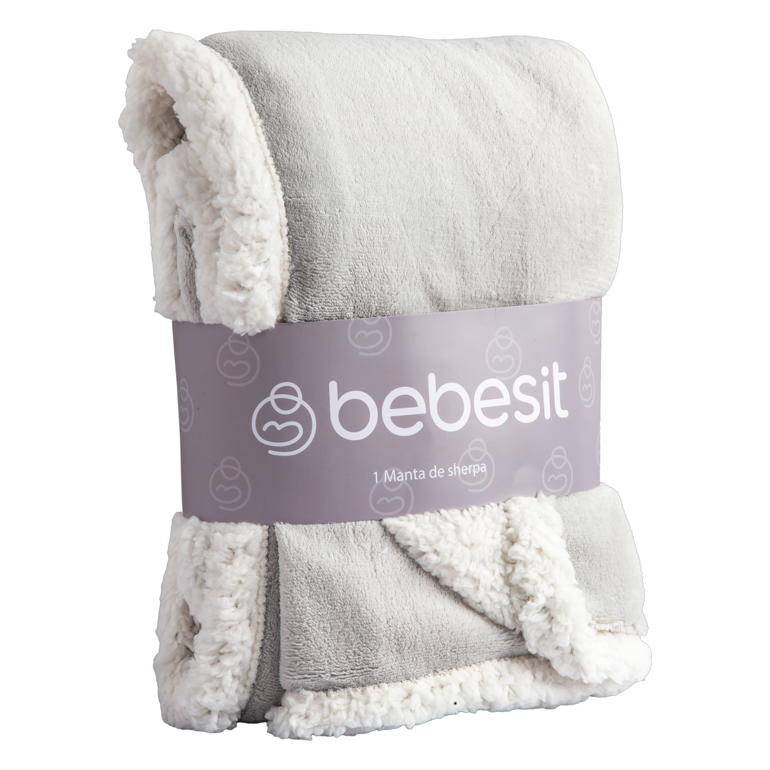 MANTA BEBESIT SHERPA GRIS BEBE HIPOALERGÉNICA 91X127 CM - 1