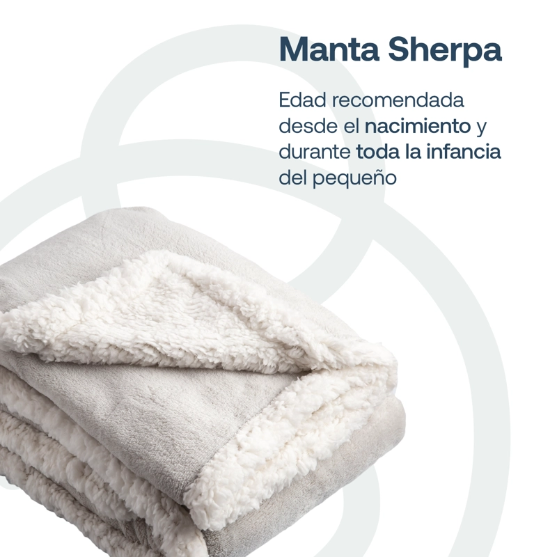 MANTA BEBESIT SHERPA GRIS BEBE HIPOALERGÉNICA 91X127 CM - 2