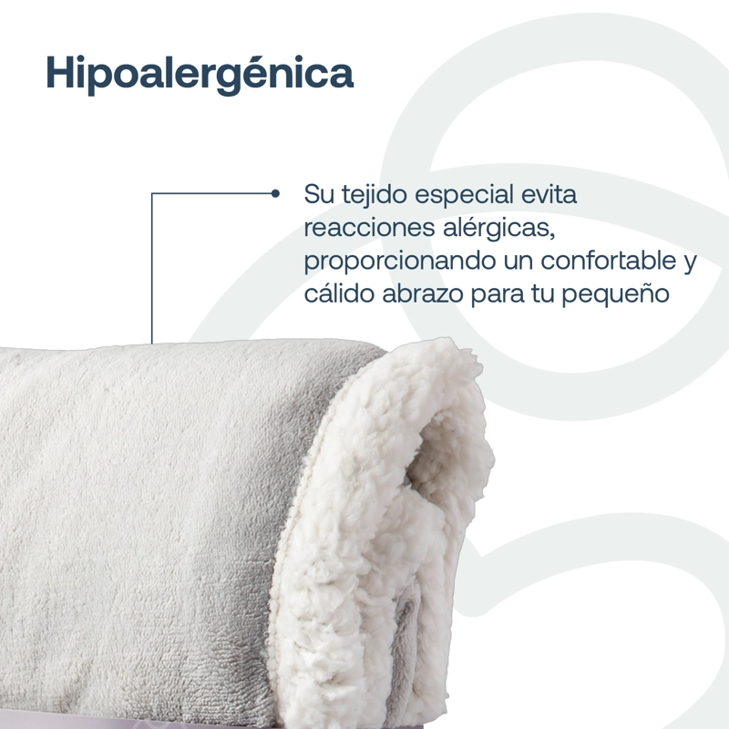 MANTA BEBESIT SHERPA GRIS BEBE HIPOALERGÉNICA 91X127 CM - 3