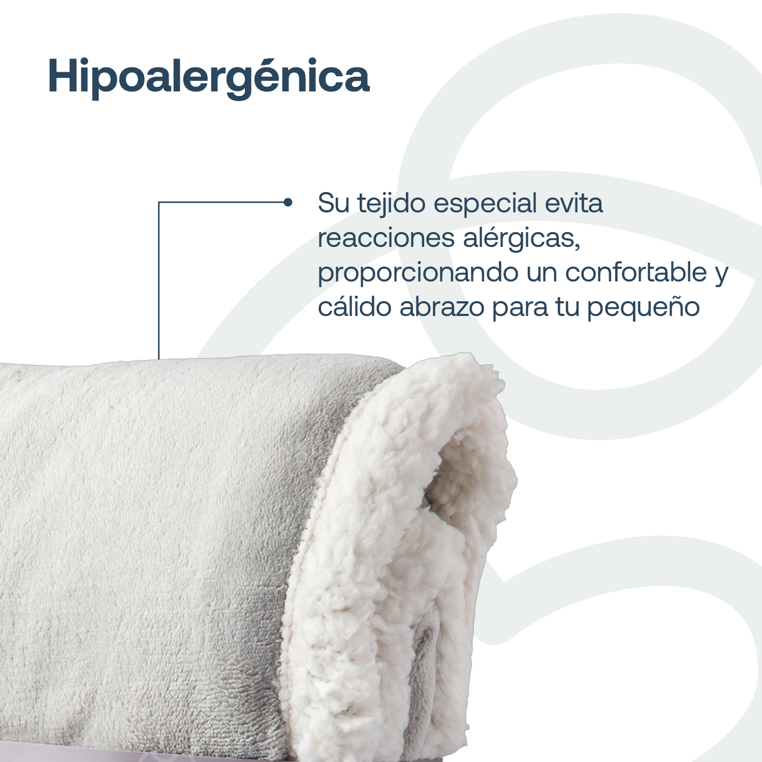 MANTA BEBESIT SHERPA GRIS BEBE HIPOALERGÉNICA 91X127 CM - 3