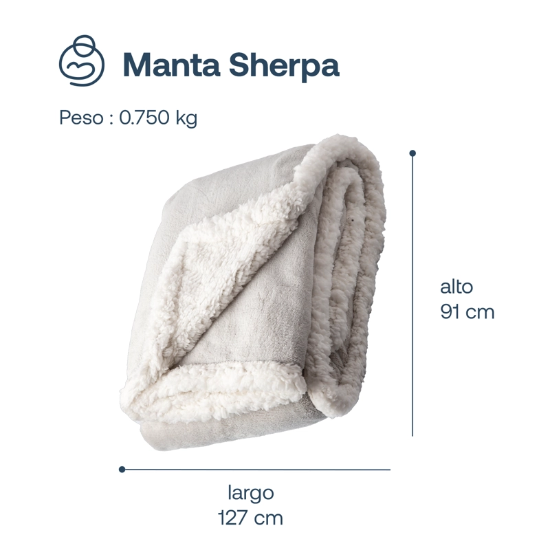 MANTA BEBESIT SHERPA GRIS BEBE HIPOALERGÉNICA 91X127 CM - 6