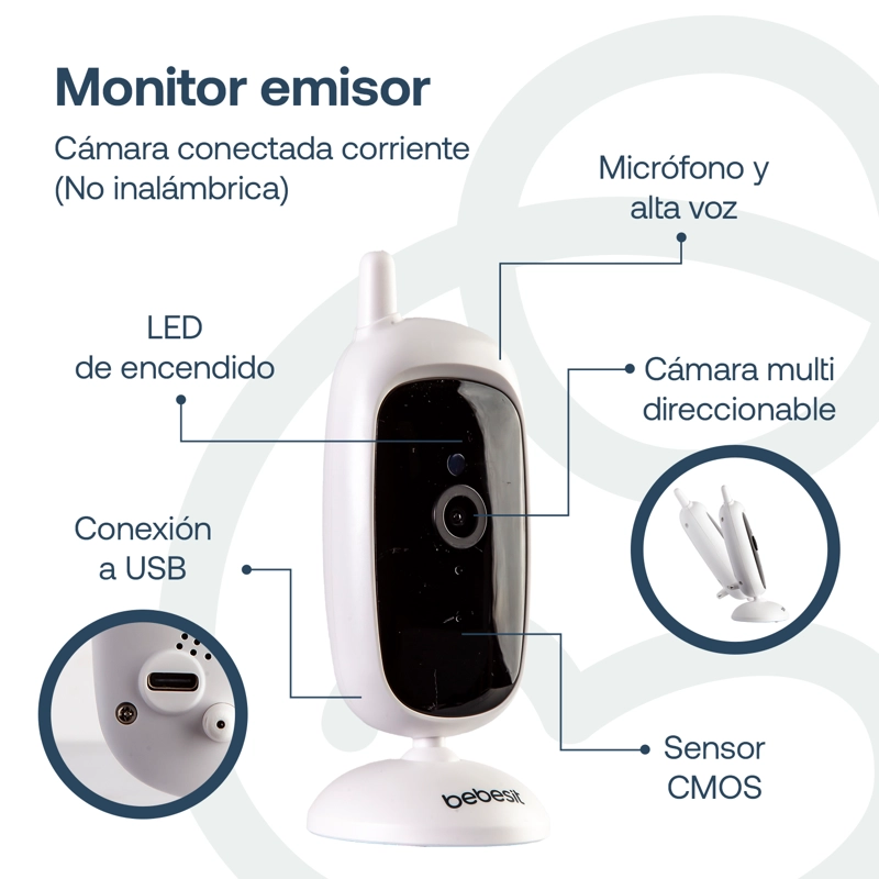 CAMARA MONITOR PORTATIL BEBE LCD 2.4 VISION NOCTURNA BEBESIT BEBESIT - 3