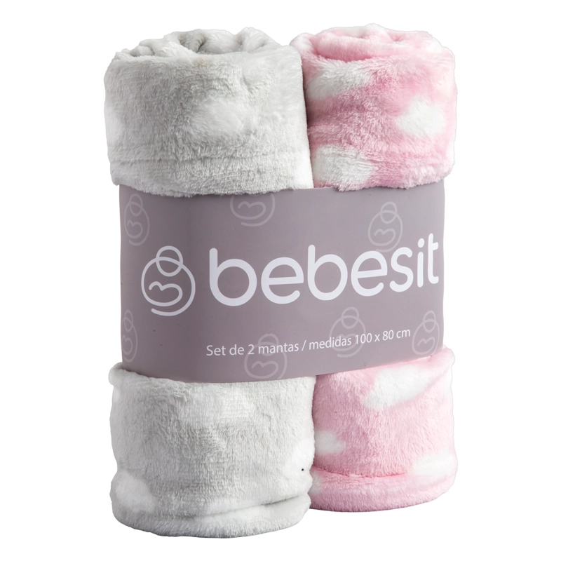 MANTAS BEBESIT ROSA BEBE HIPOALERGÉNICA 100X80 CM PACK X2 - 1
