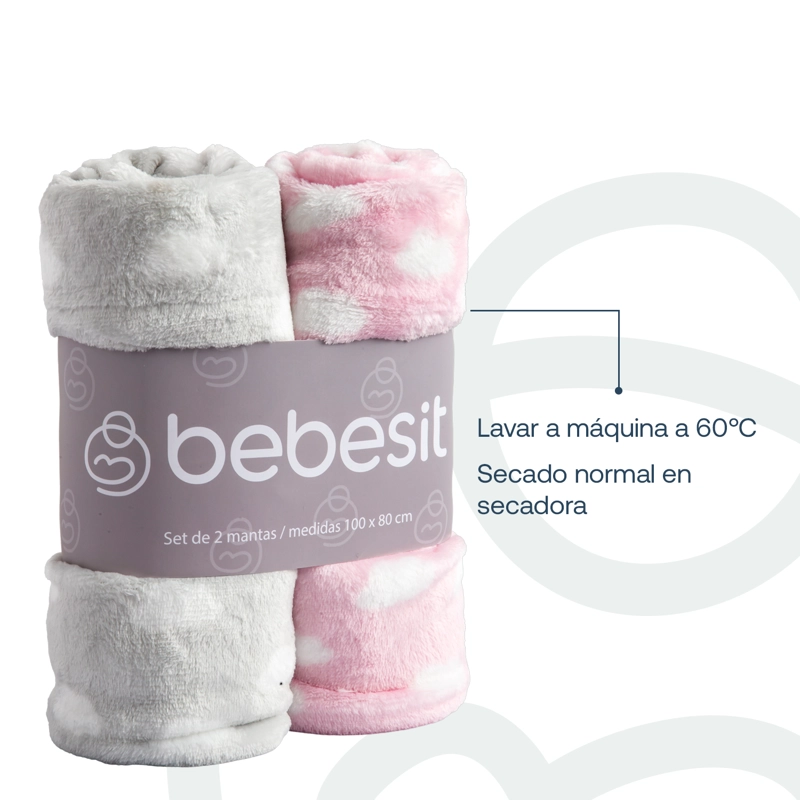 MANTAS BEBESIT ROSA BEBE HIPOALERGÉNICA 100X80 CM PACK X2 - 6