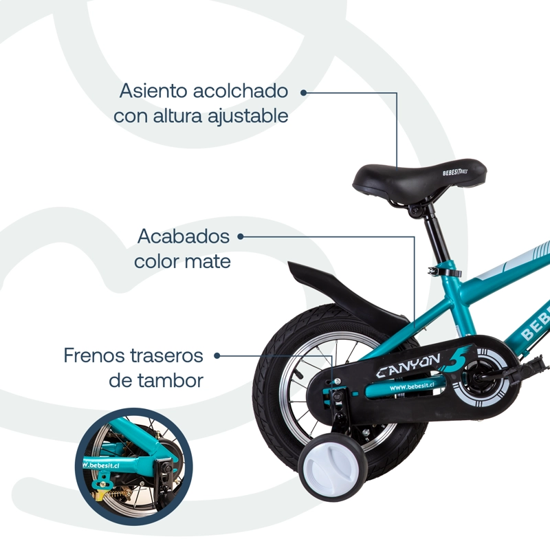 BICICLETA INFANTIL CANYON ARO 12 VERDE BEBESIT - 4
