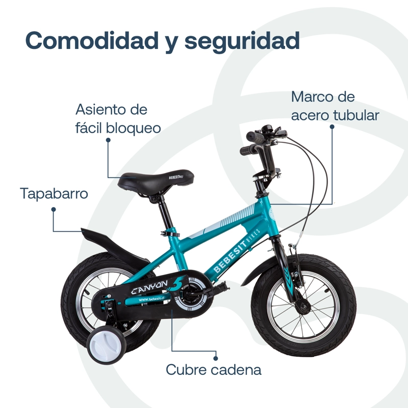 BICICLETA INFANTIL CANYON ARO 12 VERDE BEBESIT - 5