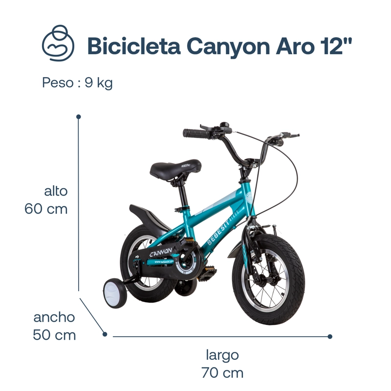 BICICLETA INFANTIL CANYON ARO 12 VERDE BEBESIT - 7