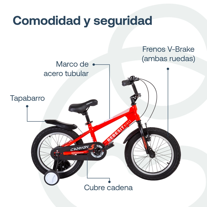 BICICLETA INFANTIL CANYON ARO 16 ROJO BEBESIT - 5