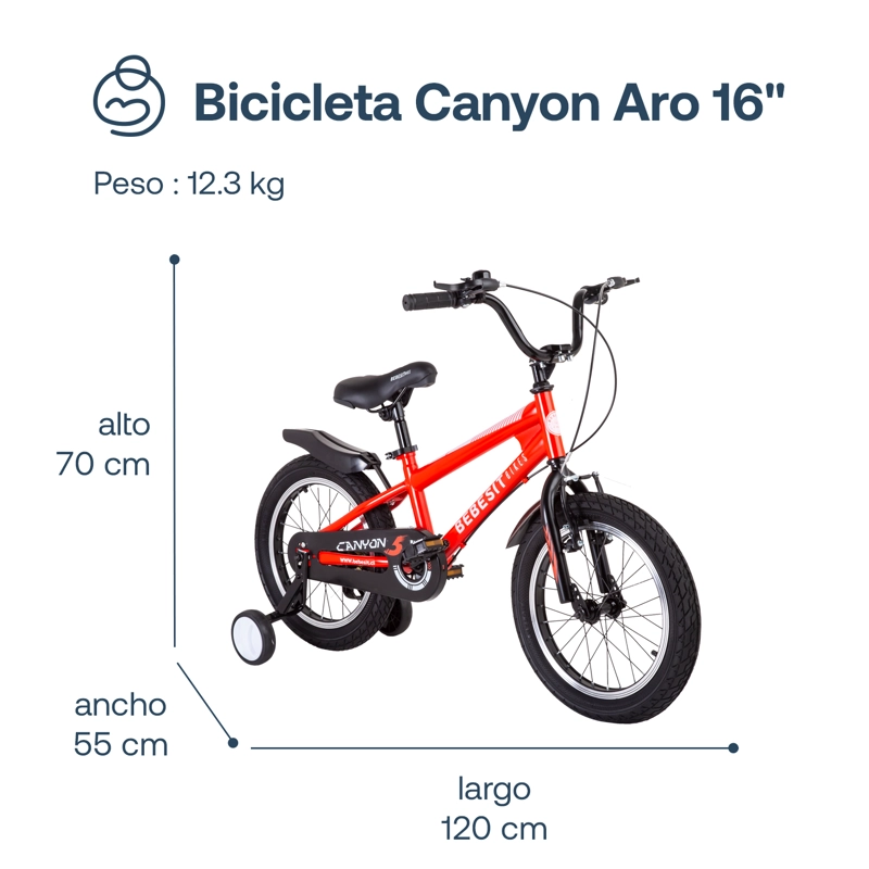 BICICLETA INFANTIL CANYON ARO 16 ROJO BEBESIT - 7