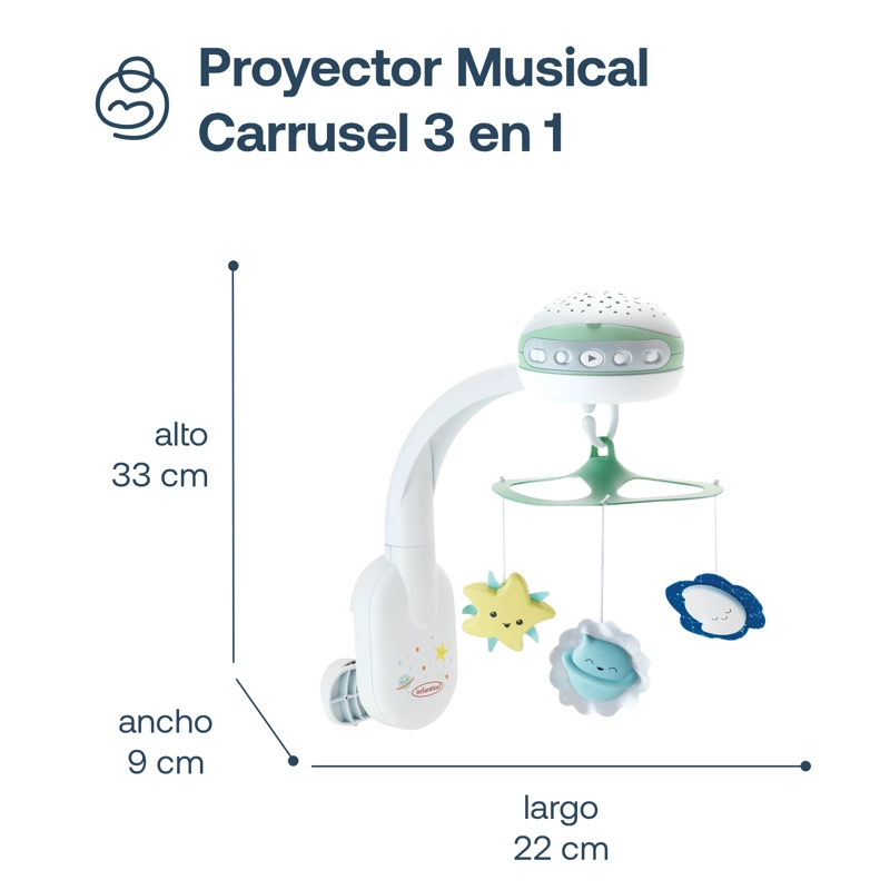 MÓVIL INFANTINO PROYECTOR MUSICAL 3 EN 1 VERDE - 6