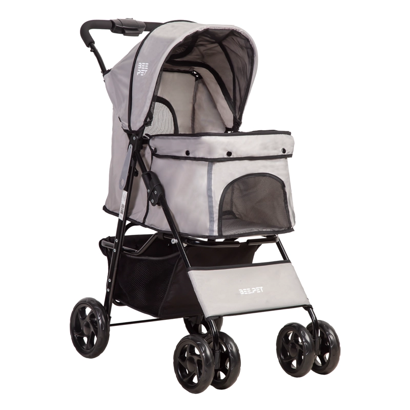 COCHE PERROS GATOS PLEGABLE PRO BEEPET BEBESIT GRIS - 1