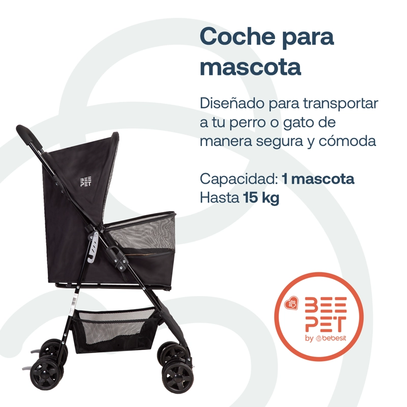 COCHE PERROS GATOS PLEGABLE LIGHT BEEPET BEBESIT NEGRO - 2