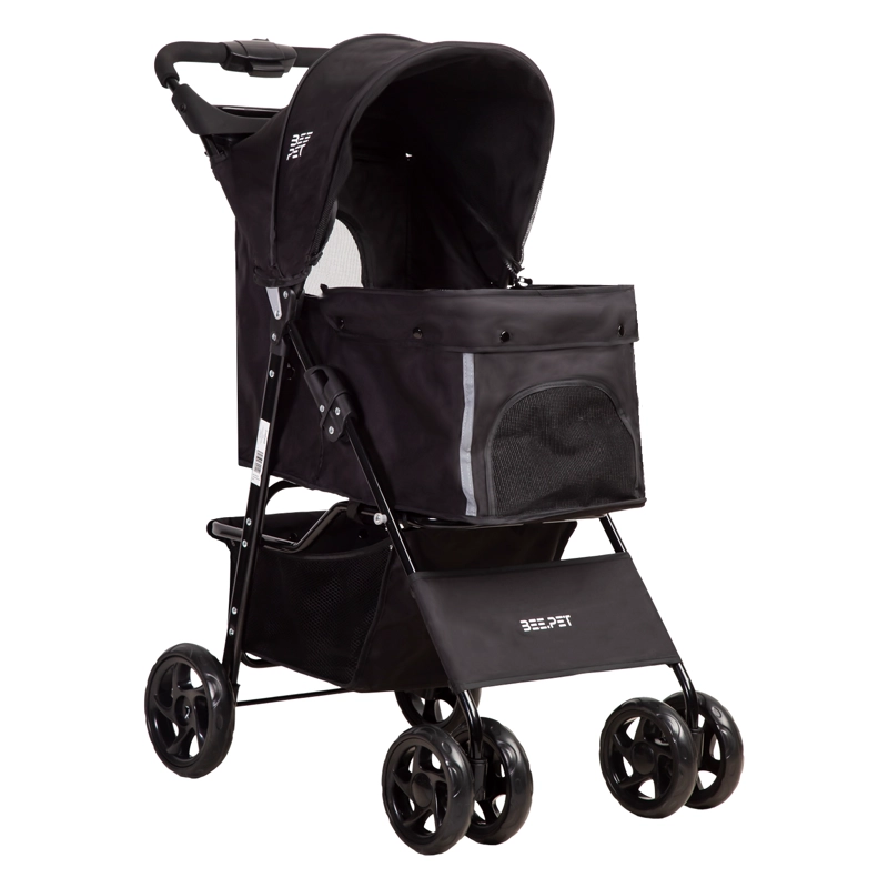 COCHE MASCOTA PLEGABLE PRO PERRO GATO NEGRO BEEPET BEBESIT - 1