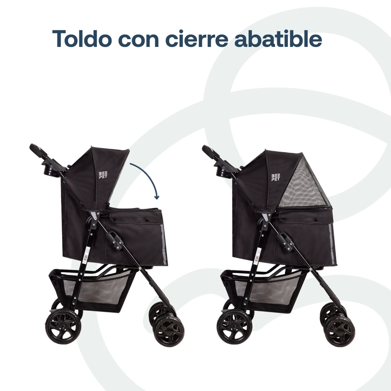COCHE MASCOTA PLEGABLE PRO PERRO GATO NEGRO BEEPET BEBESIT - 5