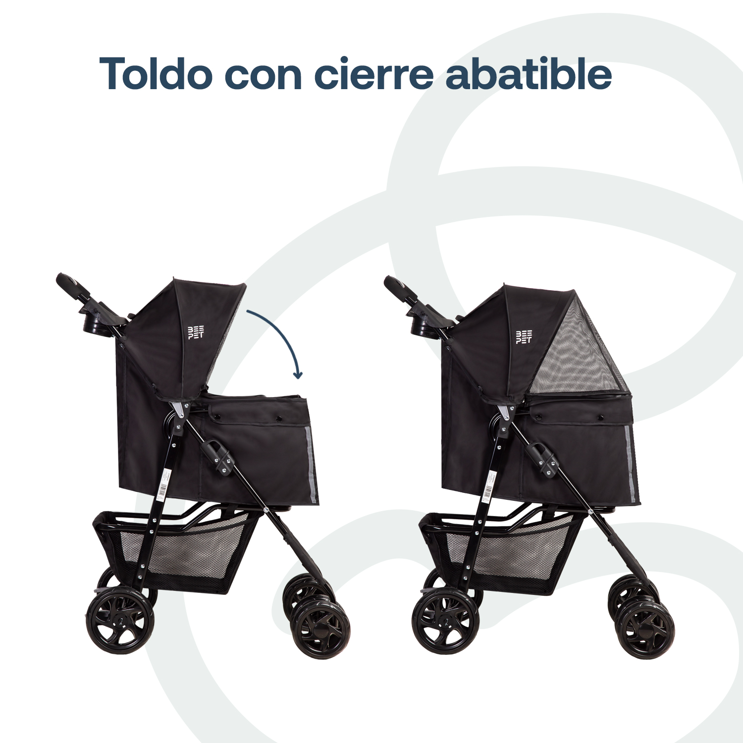 COCHE MASCOTA PLEGABLE PRO PERRO GATO NEGRO BEEPET BEBESIT - 5