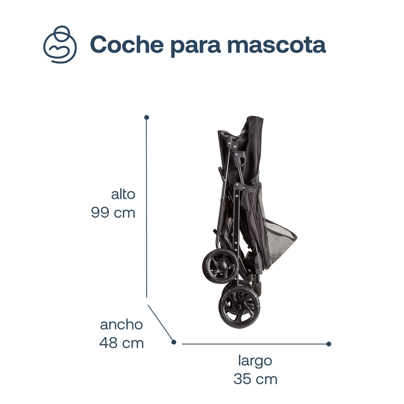 COCHE MASCOTA PLEGABLE PRO PERRO GATO NEGRO BEEPET BEBESIT - 7