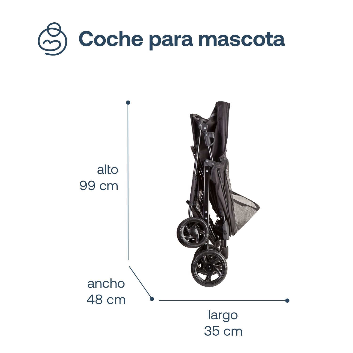 COCHE MASCOTA PLEGABLE PRO PERRO GATO NEGRO BEEPET BEBESIT - 7