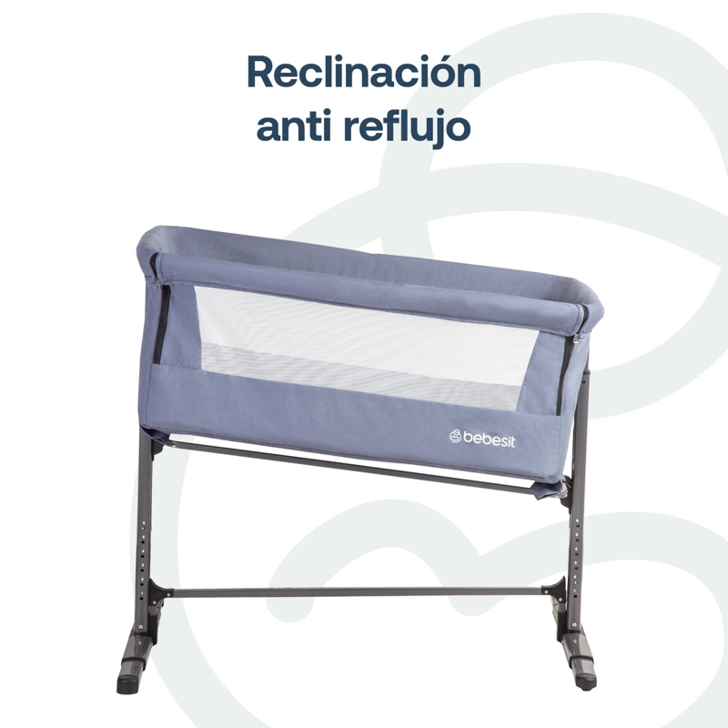 CUNA COLECHO BEBESIT ACERO AZUL CON MOSQUITERO MYSIDE LX - 5