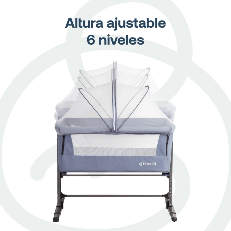 CUNA COLECHO BEBESIT ACERO AZUL CON MOSQUITERO MYSIDE LX - 6