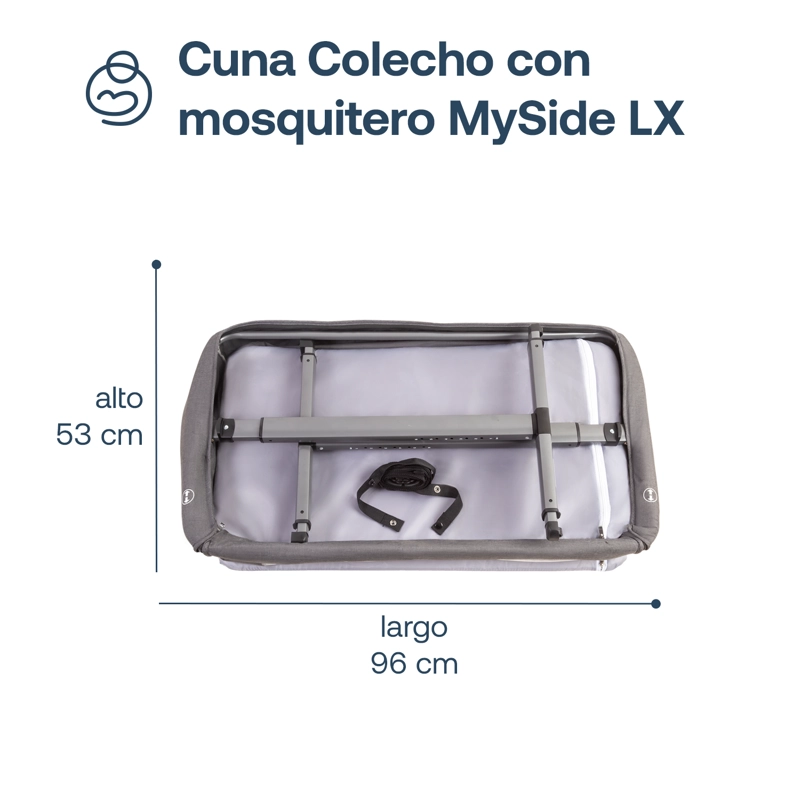 CUNA COLECHO BEBESIT ACERO AZUL CON MOSQUITERO MYSIDE LX - 8