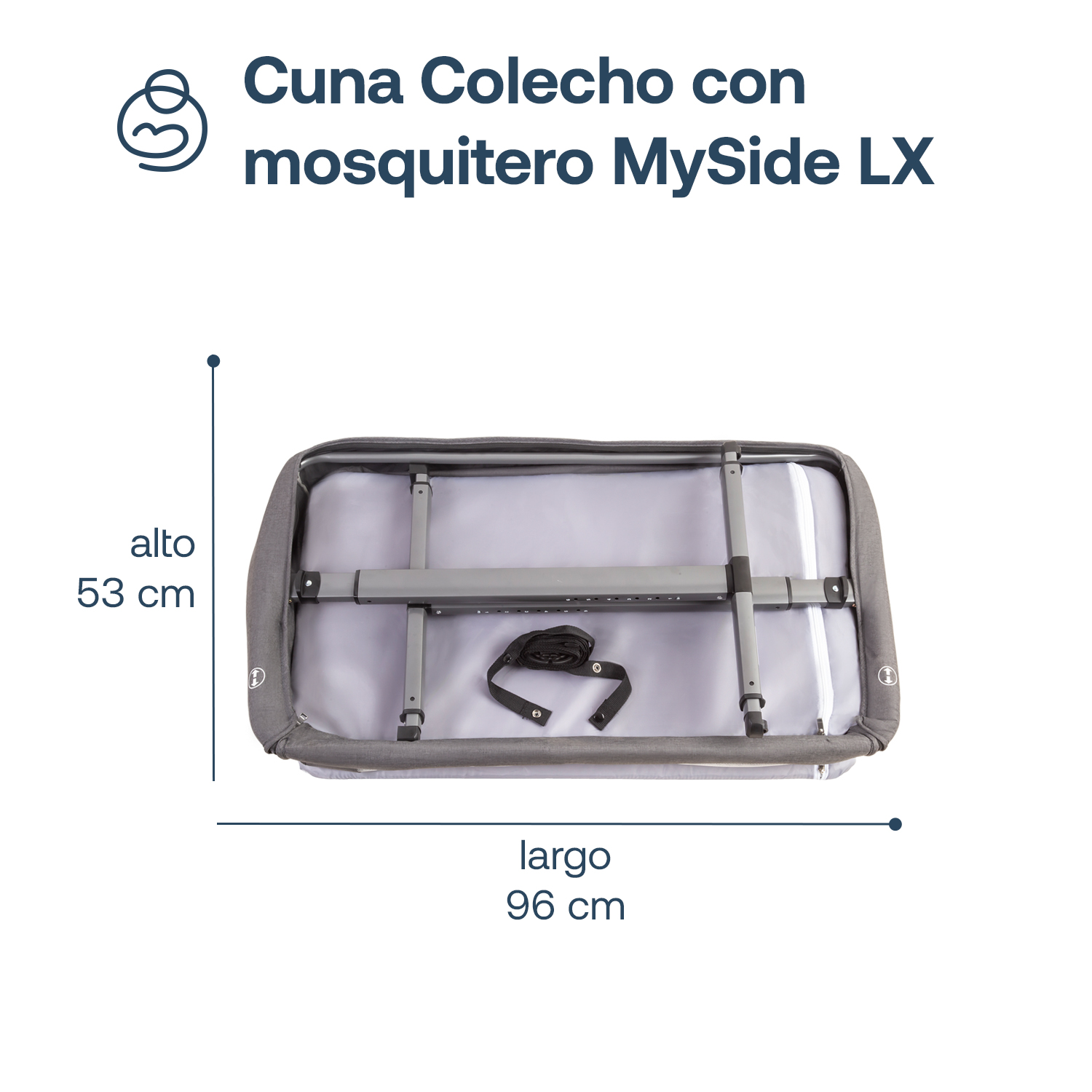 CUNA COLECHO BEBESIT ACERO AZUL CON MOSQUITERO MYSIDE LX - 8