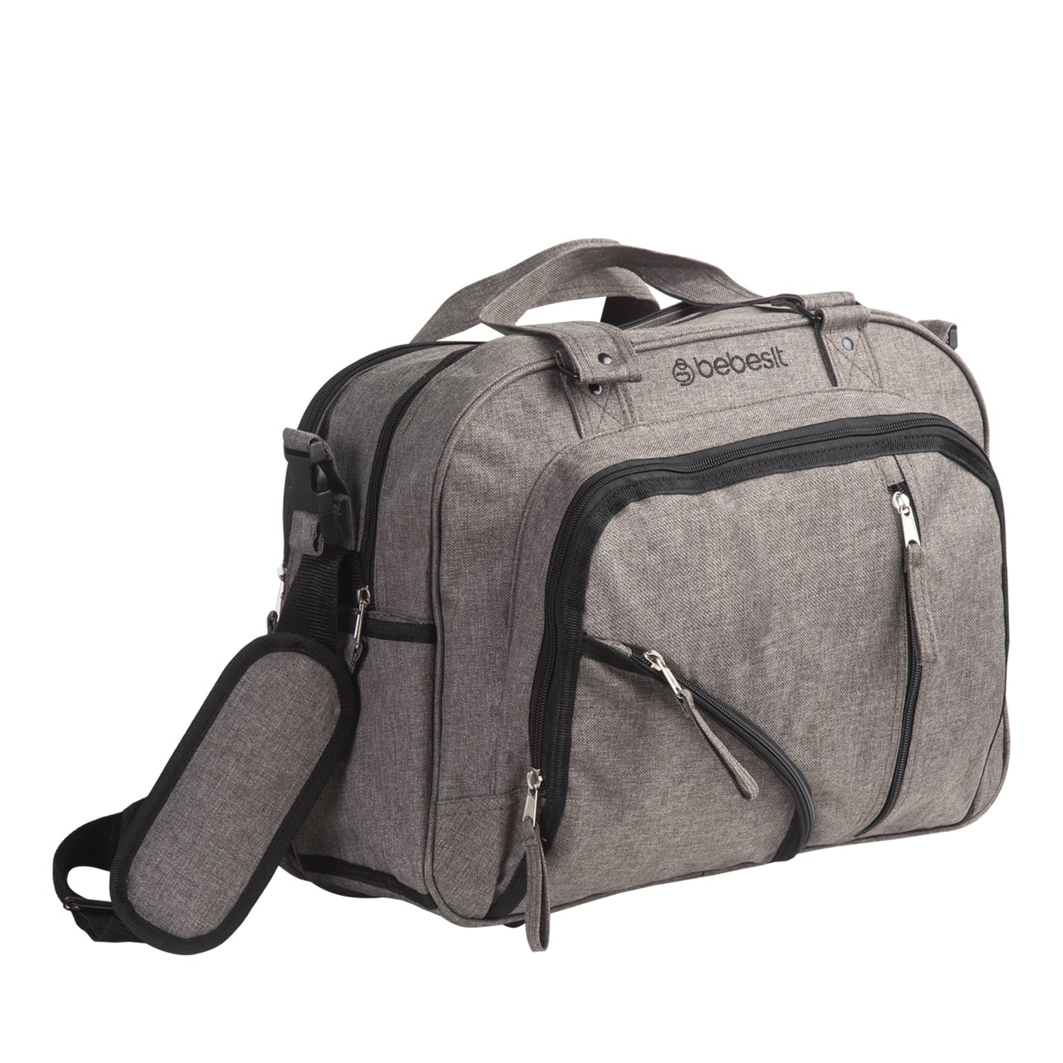 BOLSO MATERNAL MUDADOR PAÑALERA BEBESIT MELANGE - GRIS - 3